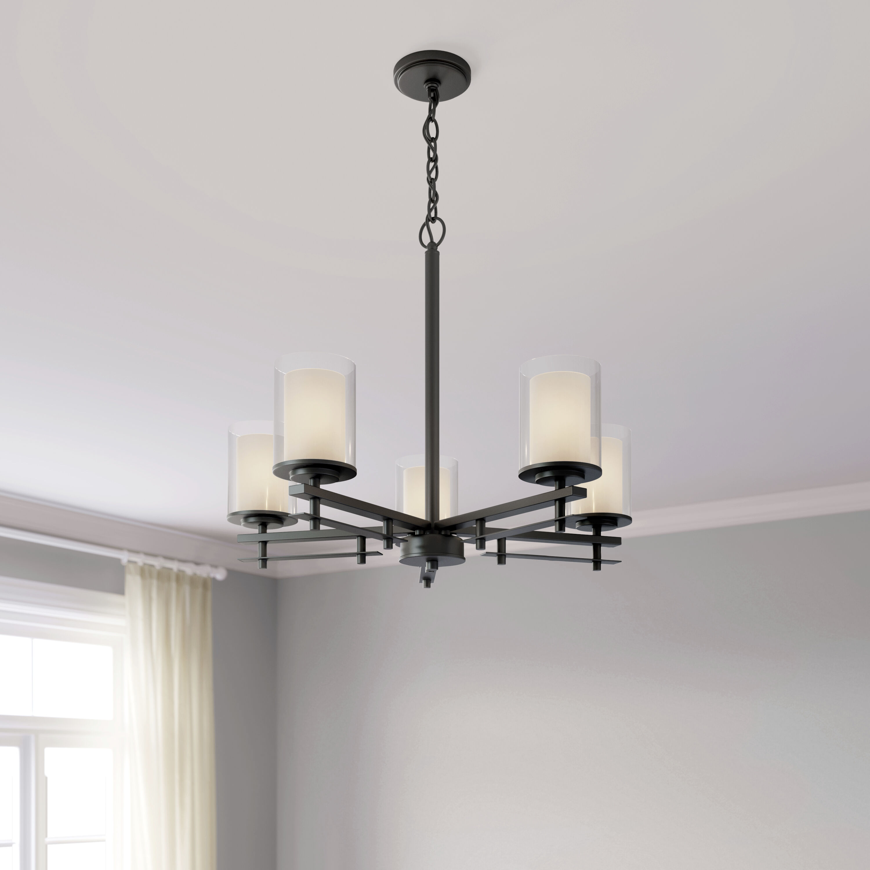 Huderson 5 Light 26 inch Matte Black Chandelier Ceiling Light